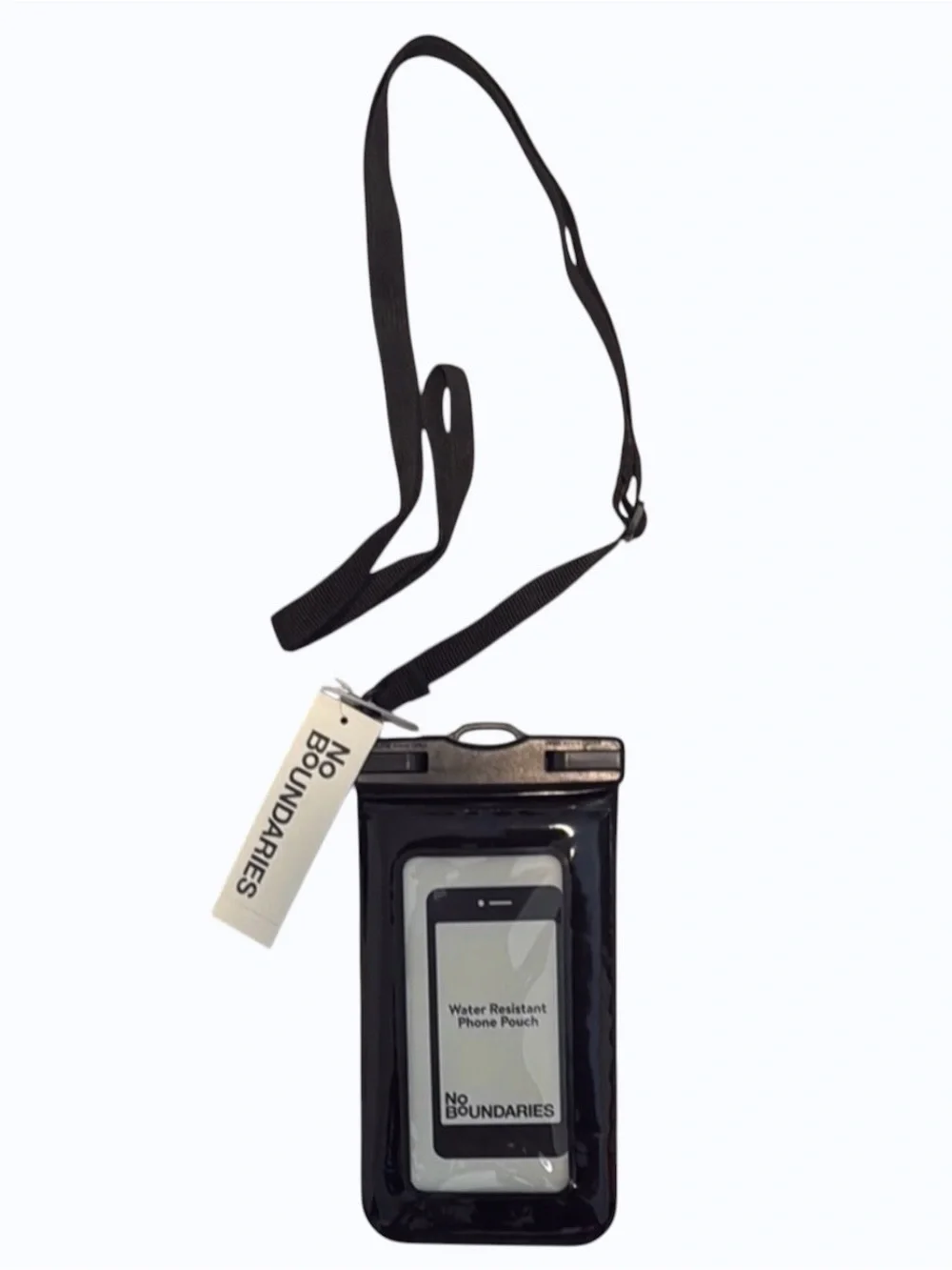 *new* No Boundaries Black Water Resistant Phone Pouch with Lanyard